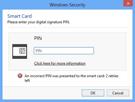 windows security smart card please enter your pin|please insert a valid pin.